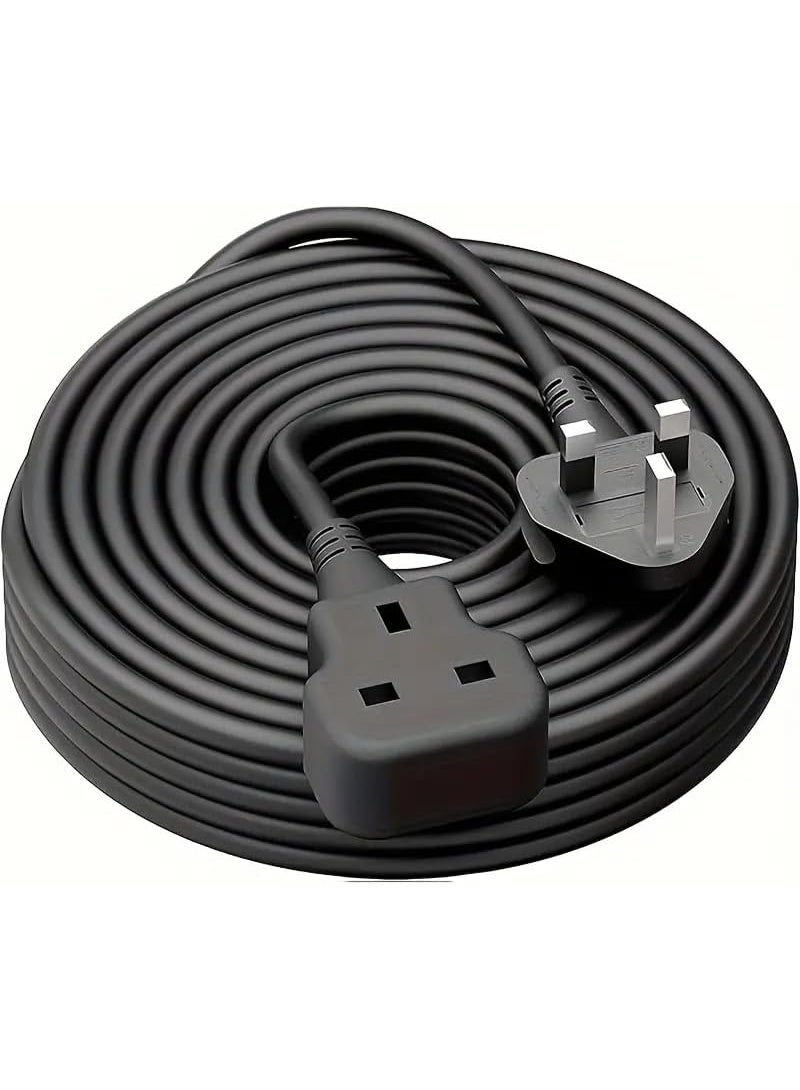 BEST ONE 1 Way Extension Cord 10M – 13A Single Socket Power Lead with UK 3-Pin Plug, Heavy-Duty Extension Cable 3250W Max, Fireproof Cable, for Home, Office, Travel – Black - Image 1